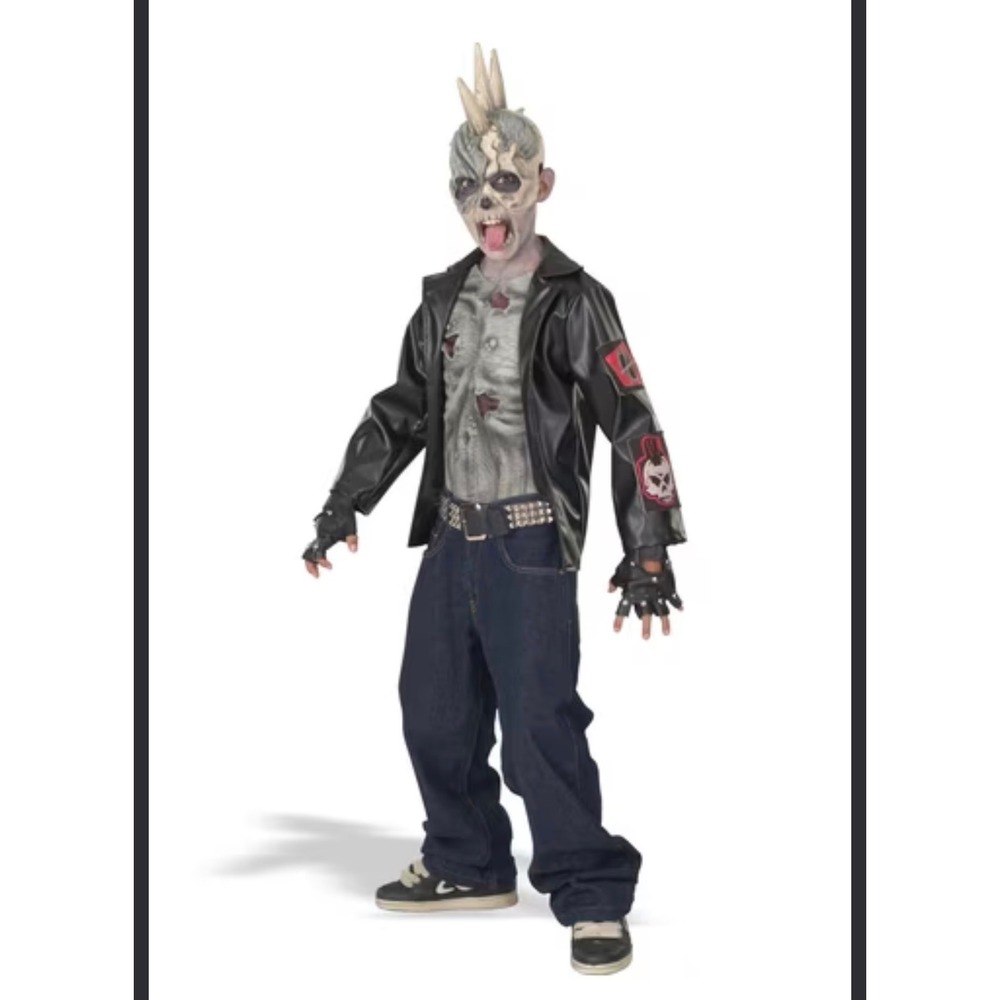 Rubies Punk Zombie Costume Kids Medium 8-10 Mask Jacket Gloves 882061